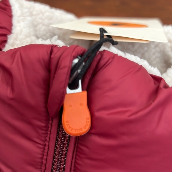 NWT Save the Duck Faux Shearling Puffer Jacket in Ruby Red - Picture 15 of 16